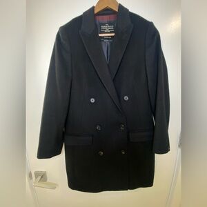All Saints Black Wool Double-Breasted Coat Jacket